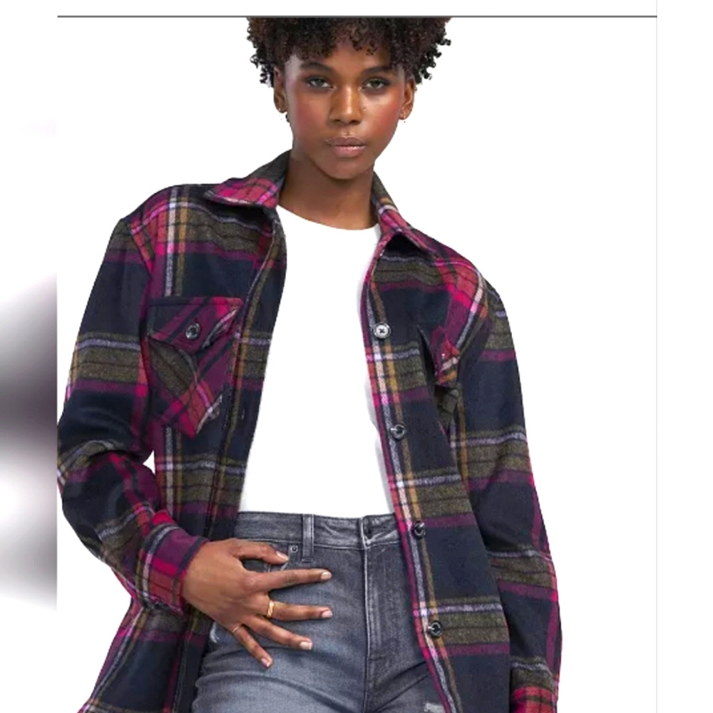 Buffalo David Bitton Plaid Button-Front Shacket, size medium